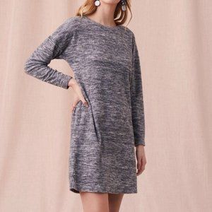 Lou & Grey Gray Terry Long Sleeve Shift Sweatshirt Dress